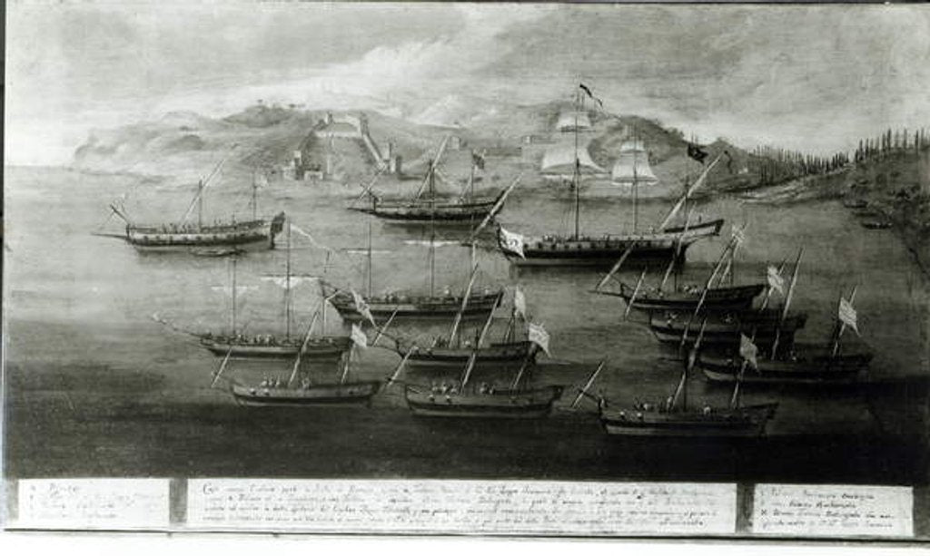Detail of The Venetian fleet led by Captain Ivanovich da Dabrota against Turkish Pirates at Durazzo, 1756 by Italian School