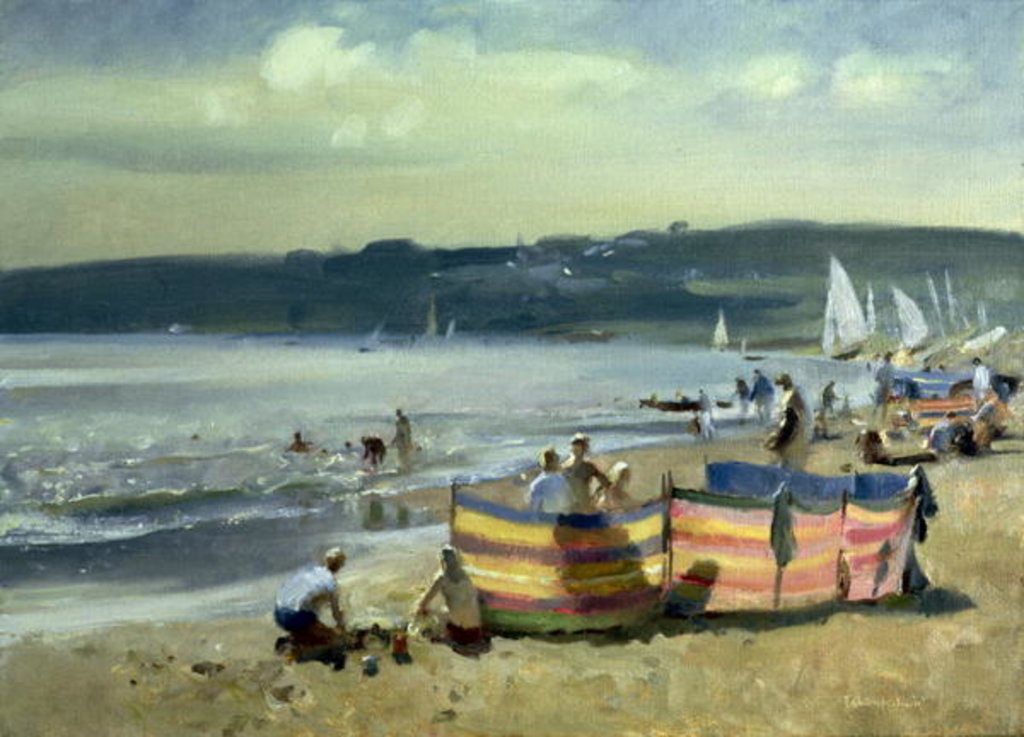 Detail of Children on the Beach at Abersoch by Trevor Chamberlain