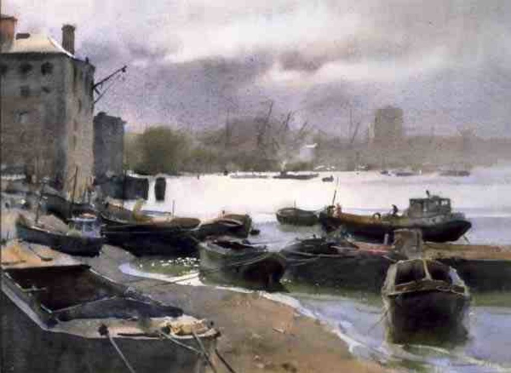 Detail of A Cluster of Lighters, River Thames, 1993 by Trevor Chamberlain