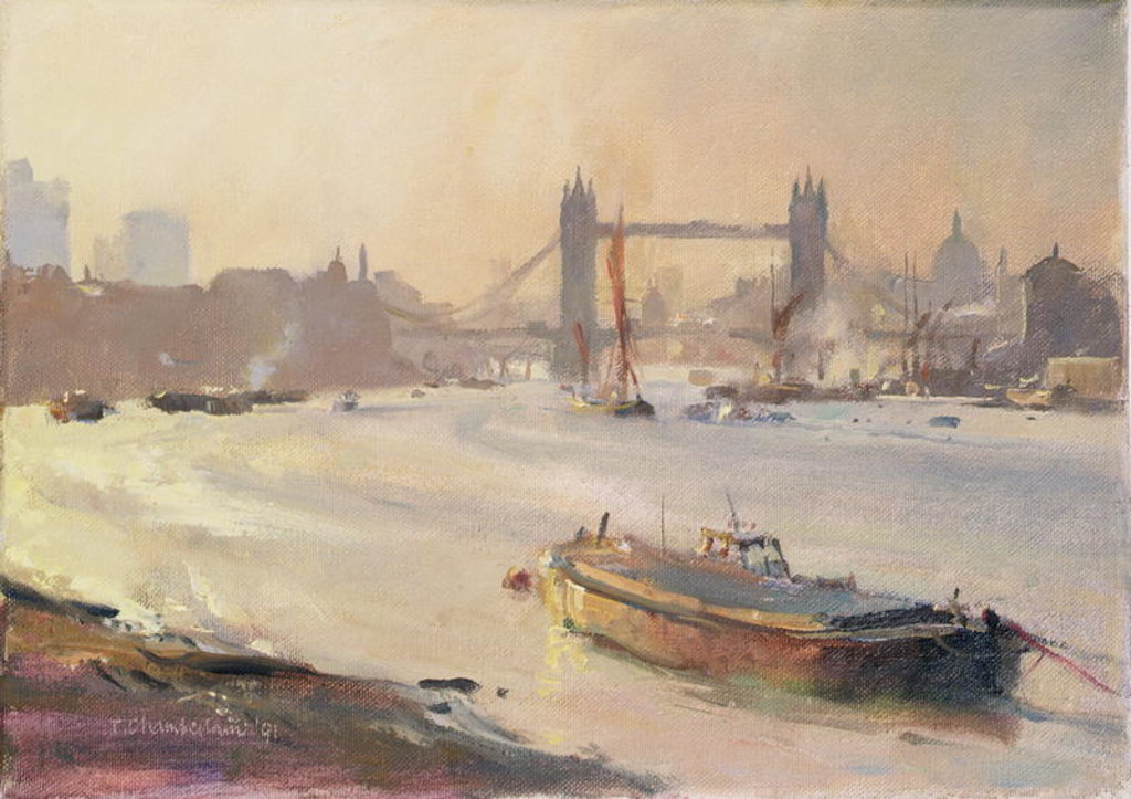 Detail of Autumn afternoon, Pool of London, 1991 by Trevor Chamberlain