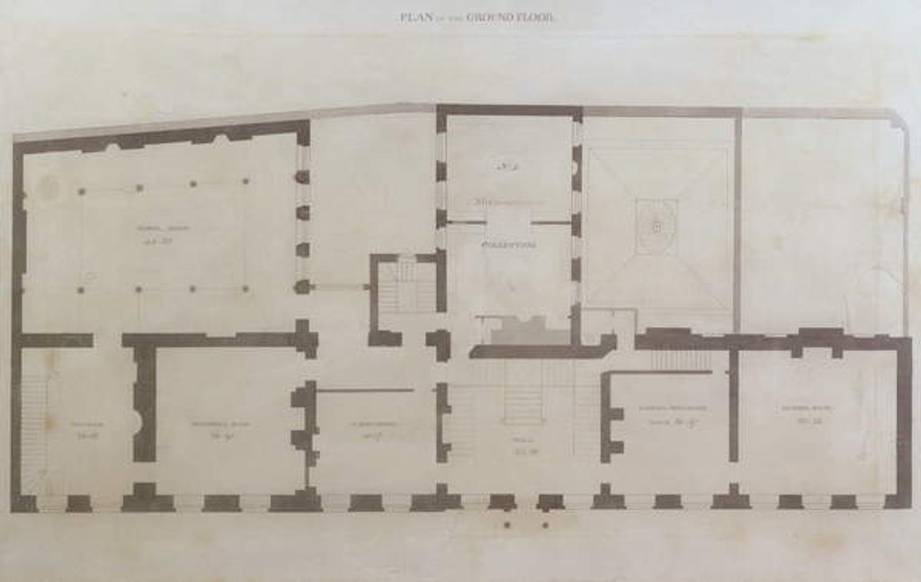 Detail of Plans of the ground floor of 21 Albemarle Street after the initial alterations to the house after its acquisition by the Royal Institution, c.1800 by English School