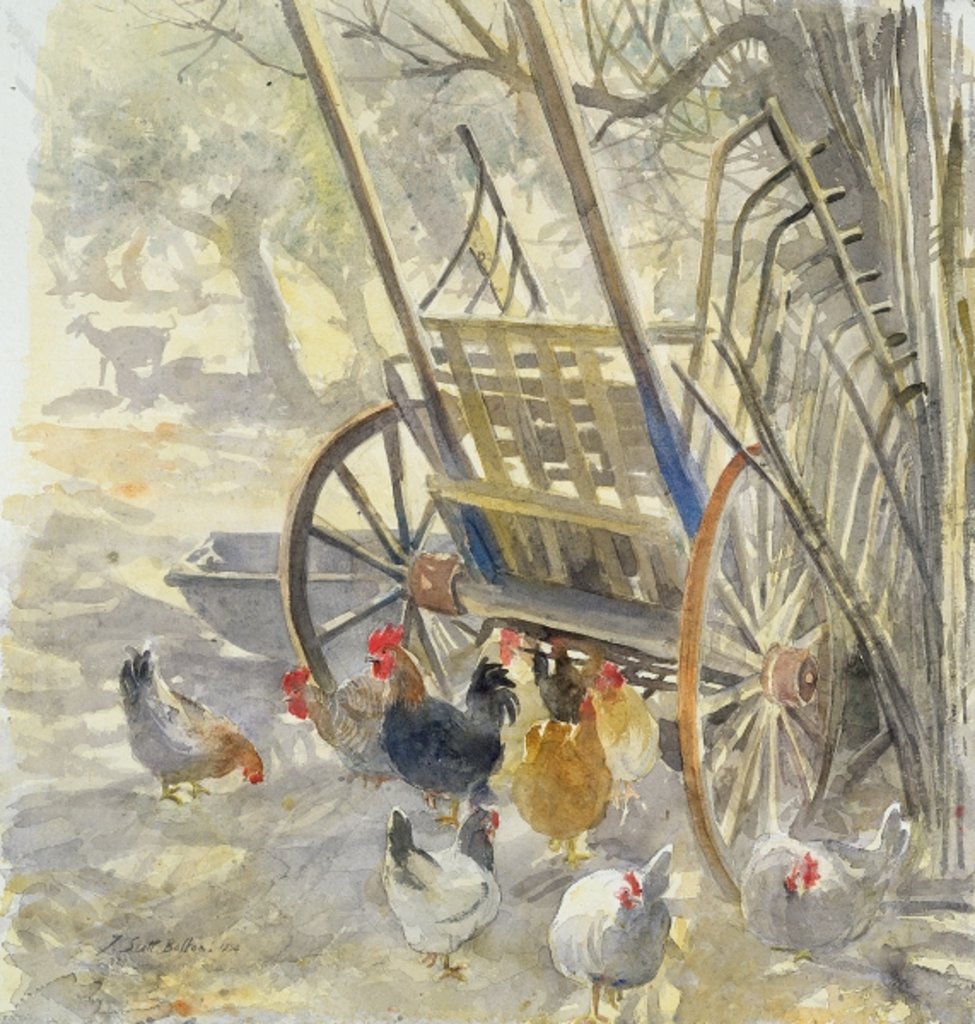 Detail of Chickens under Majorcan Cart, 1994 by Tim Scott Bolton