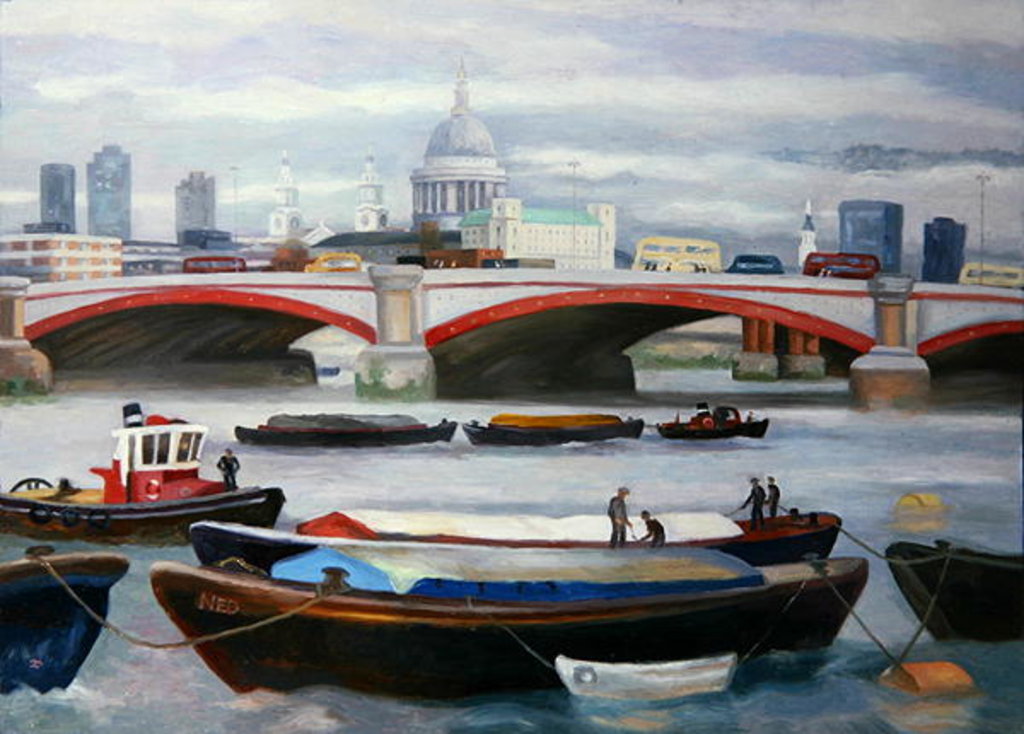 Detail of Busy Scene at Blackfriars, 2005 by Terry Scales