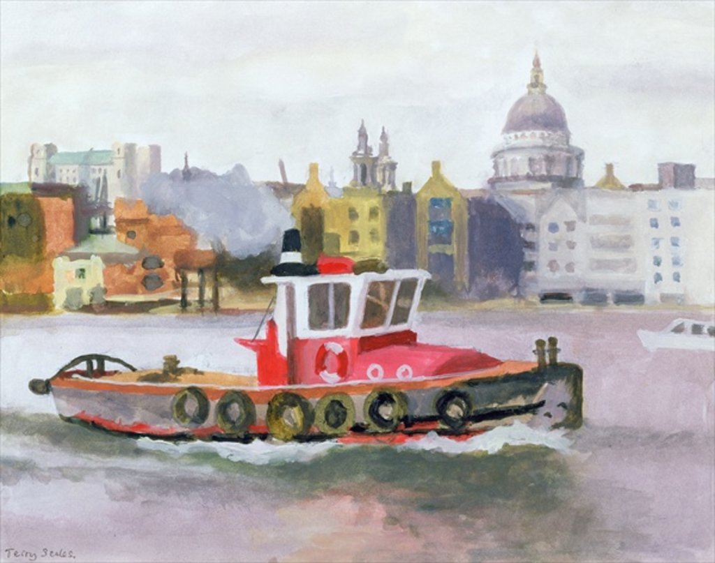 Detail of Red Tug passing St. Pauls, 1996 by Terry Scales