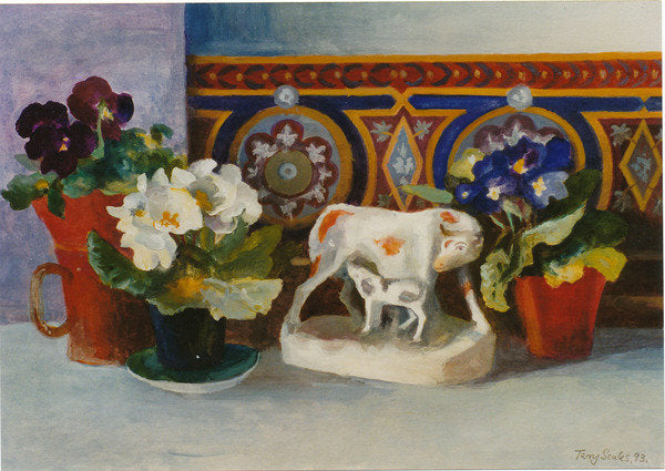 Detail of Staffordshire Cow with Primulaes, 2004 by Terry Scales