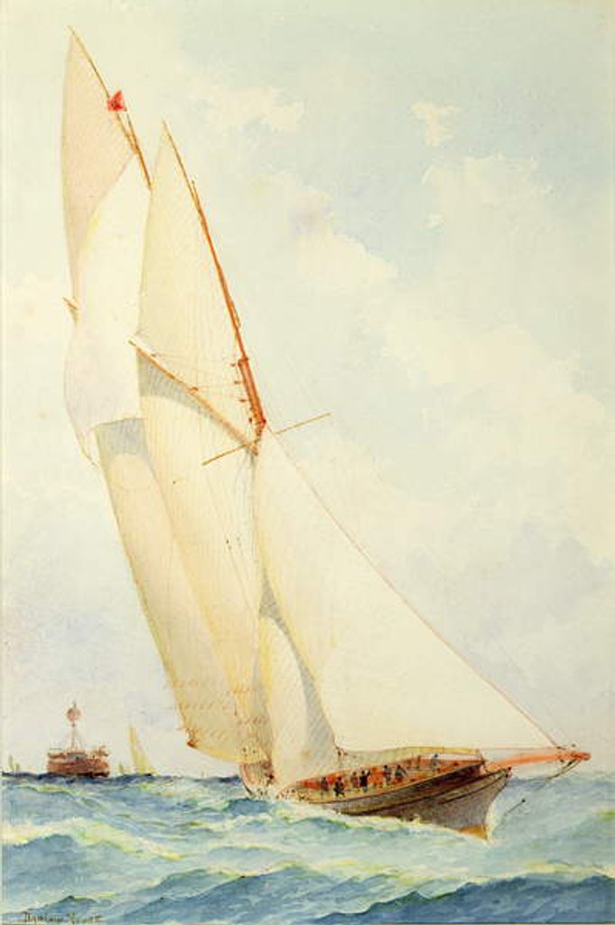 Detail of Schooner under Sail by Barlow Moore
