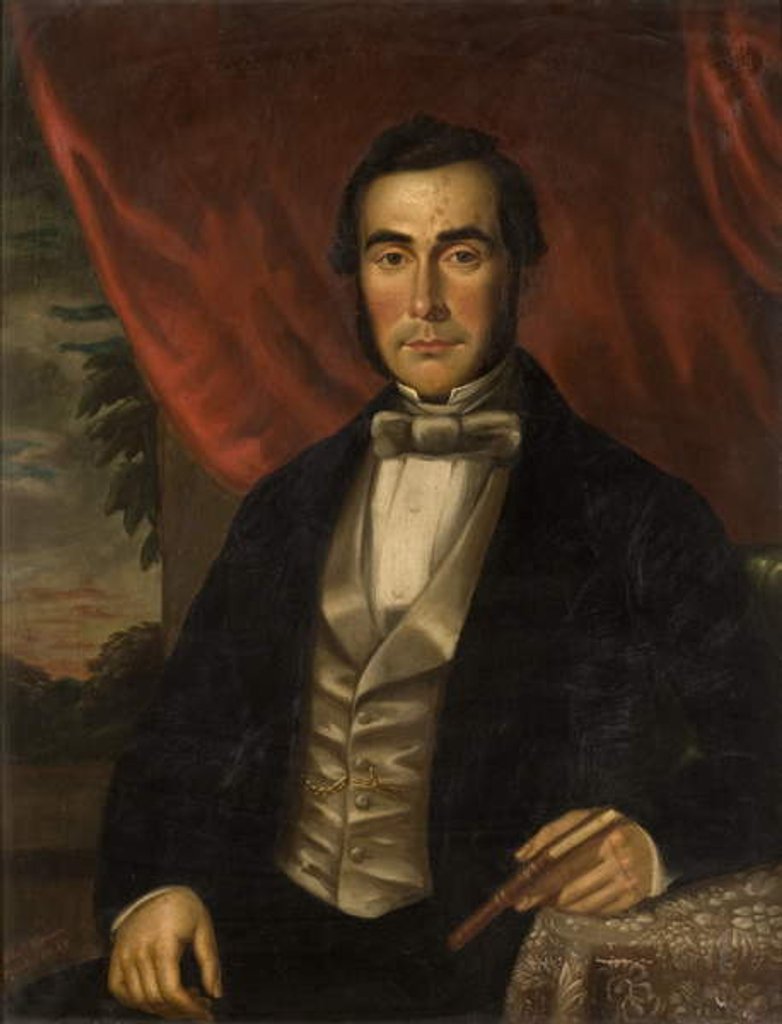 Detail of Portrait of a Man Holding a Book by English School