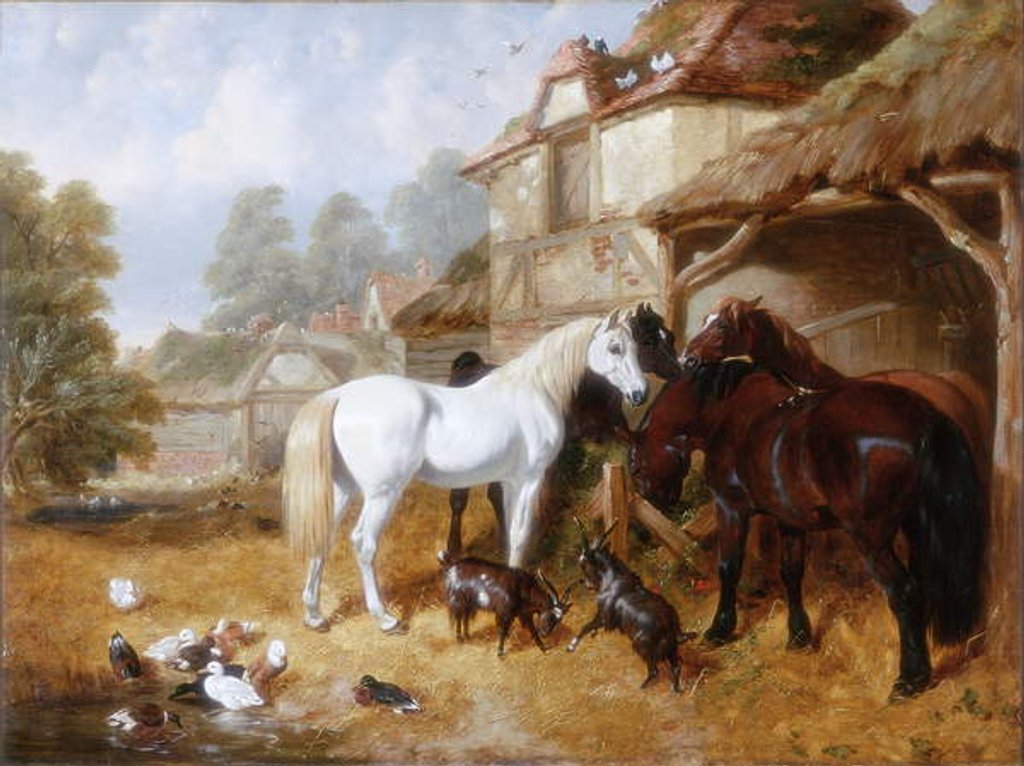 Detail of Horses in a Farmyard by John Frederick Herring Snr