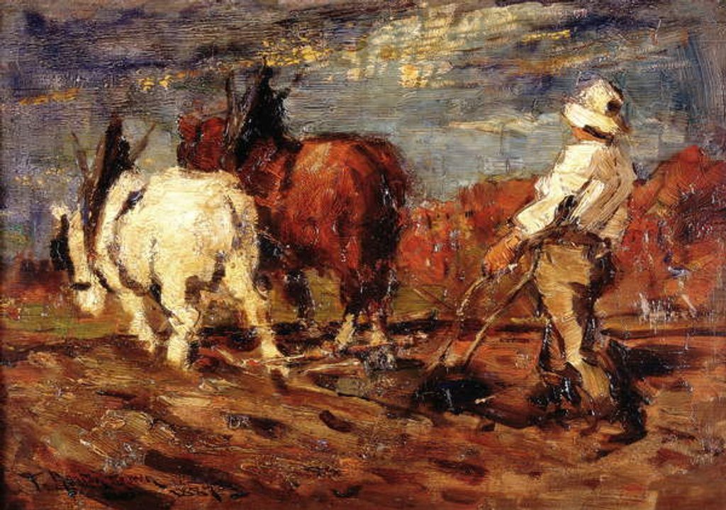 Detail of Ploughing by Thomas Austen Brown