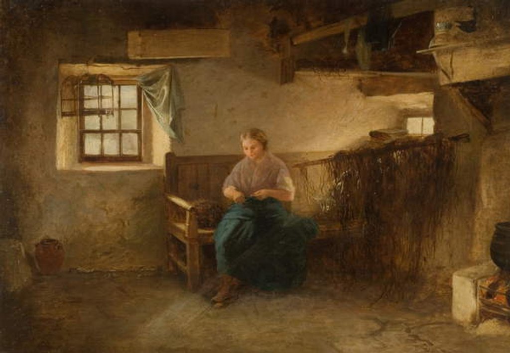 Detail of Interior with Seated Woman by English School