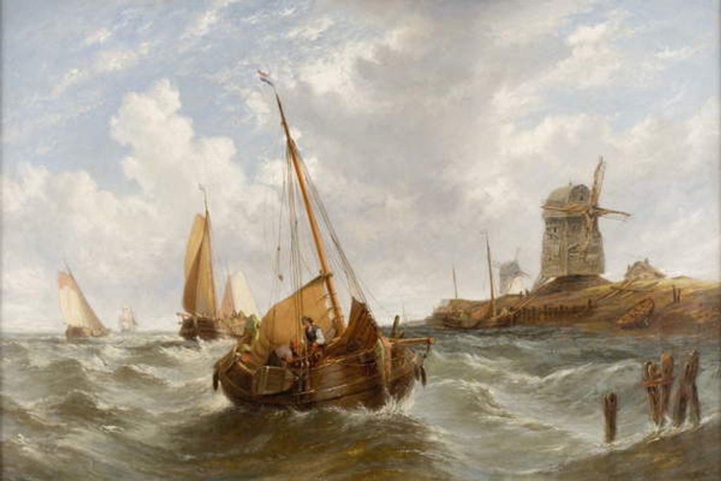 Detail of Seascape with Boats by William Adolphus Knell