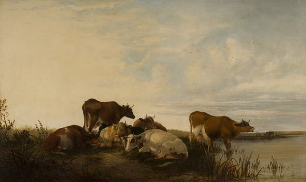Detail of Landscape with Cattle in Marshland by Thomas Sidney (after) Cooper