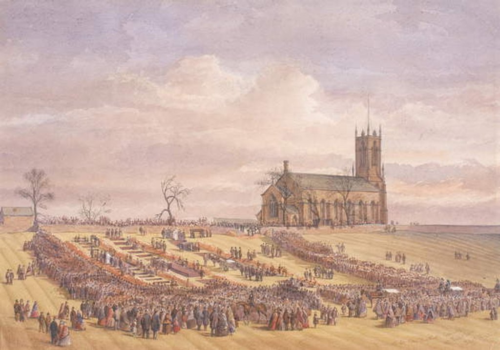 Detail of Burial of the Victims of the Hartley Colliery Disaster in Earsdon Churchyard, January 26th 1862 by John Henry Leonard