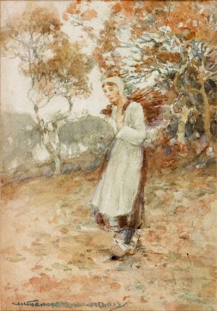 Detail of Girl Carrying a Bundle of Sticks by Victor Noble Rainbird