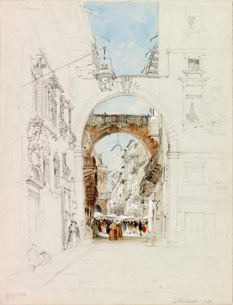 Detail of La Piazza dei Signori, Verona, 1835 by James Holland
