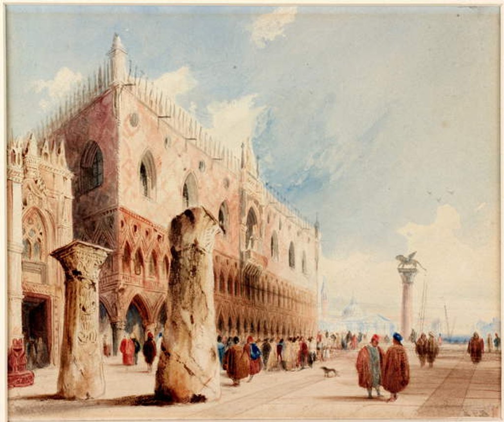 Detail of Scene in Venice, Ducal Palace by Richard Parkes (after) Bonington