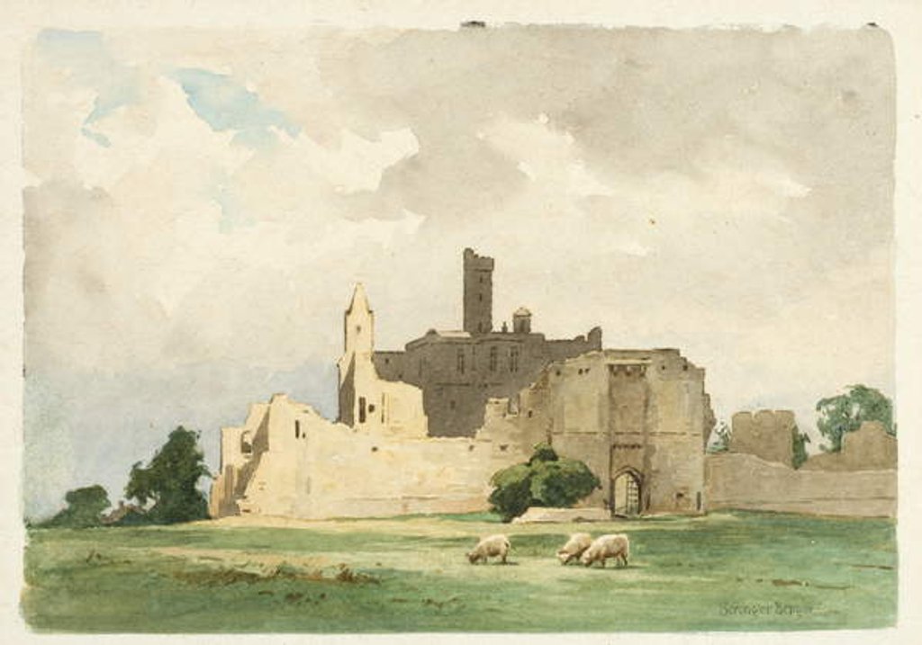 Detail of Warkworth Castle by Ernest Benger or Berenger