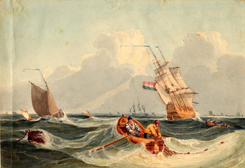 Detail of Seascape with Shipping by Nicholas Pocock