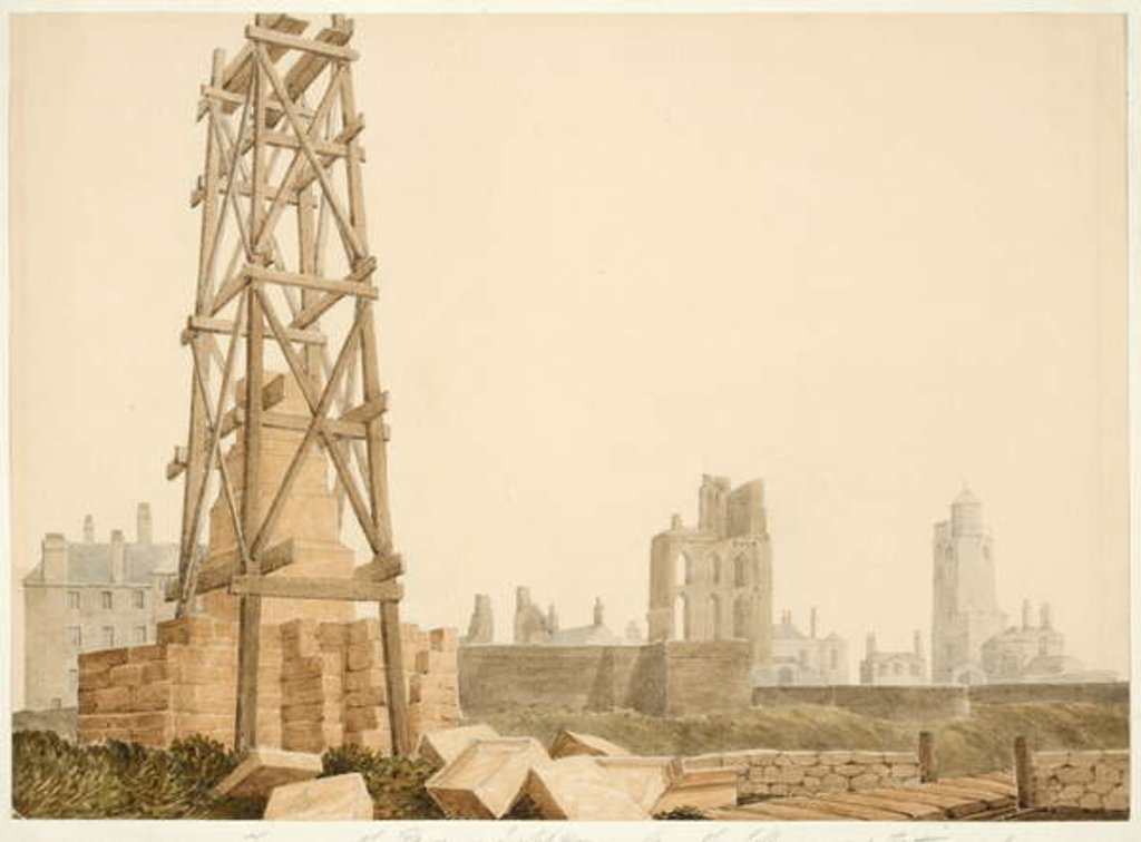 Detail of Tynemouth Priory and Lighthouse from the Collingwood Memorial, 1845 by English School