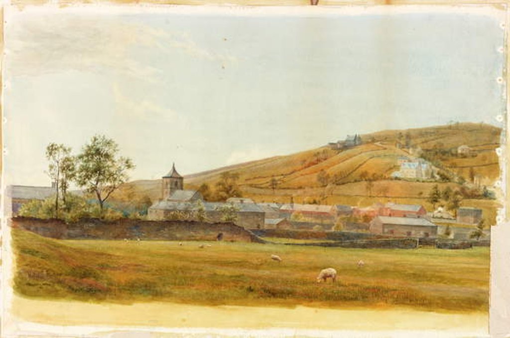 Detail of Landscape with Church and Sheep by Walter Follen Bishop