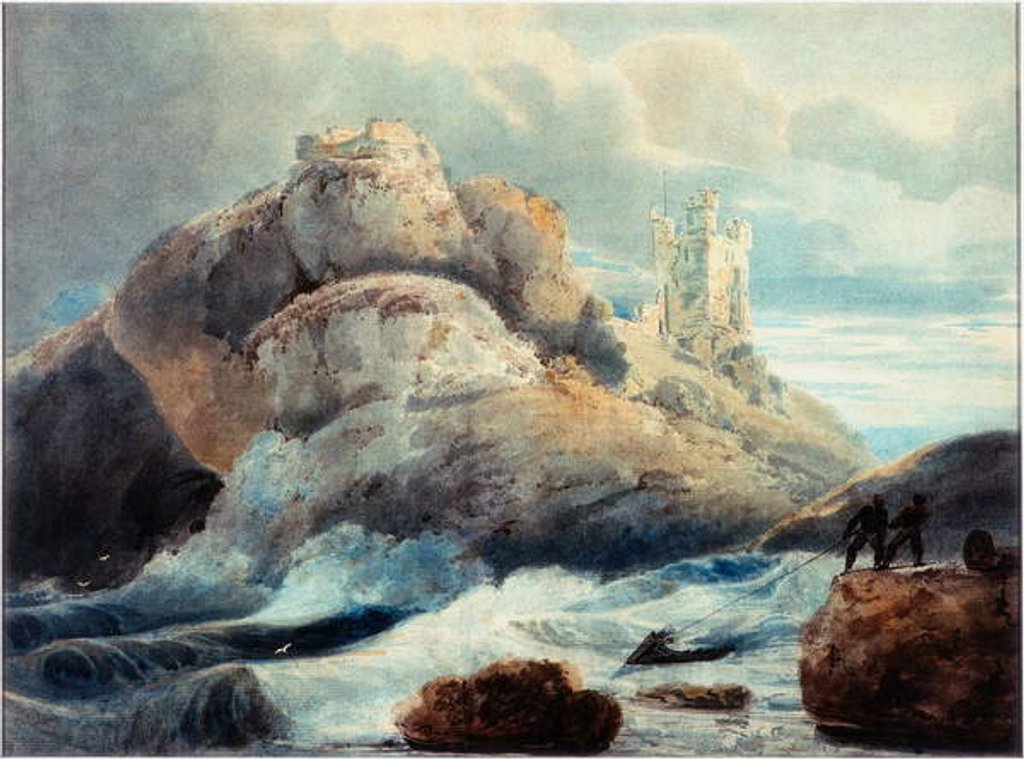 Detail of Dunstanborough Castle - The Lilburn Tower by Thomas Girtin