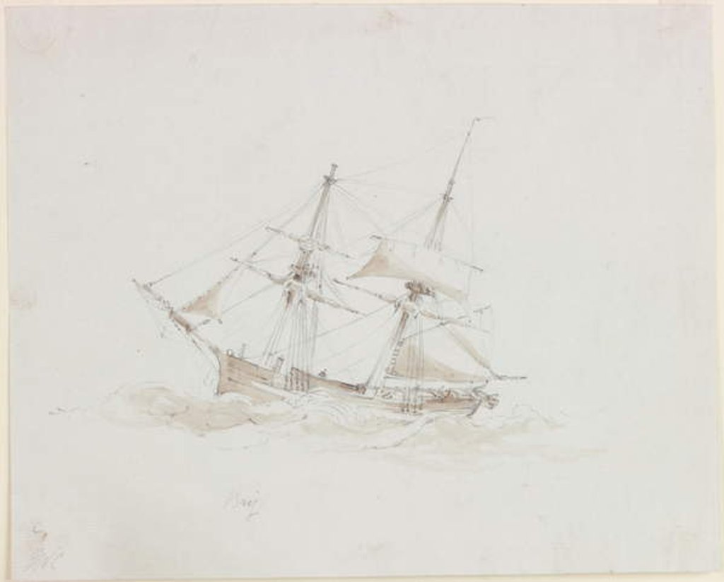 Detail of Ship Portrait - Brig by John Wilson Carmichael