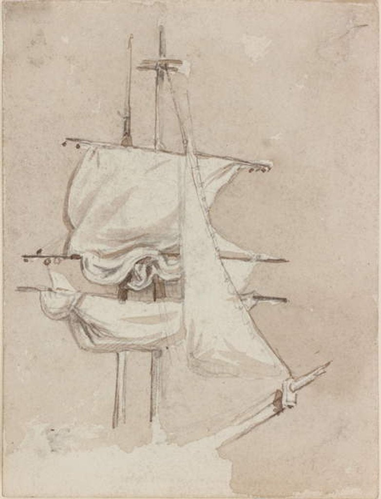 Detail of Sails on a Square-Rigged Mast by John Wilson Carmichael