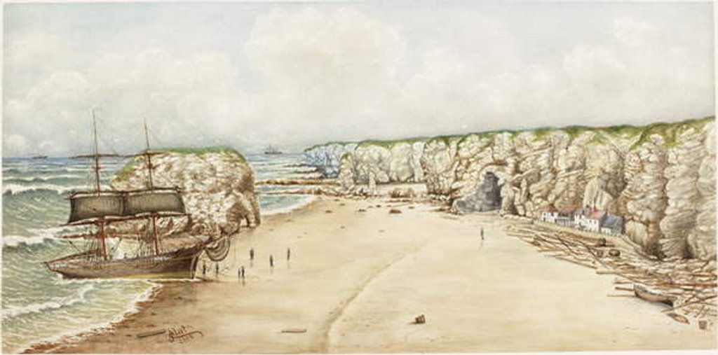 Detail of Brig aground at Marsden Rock) by James Henry Cleet