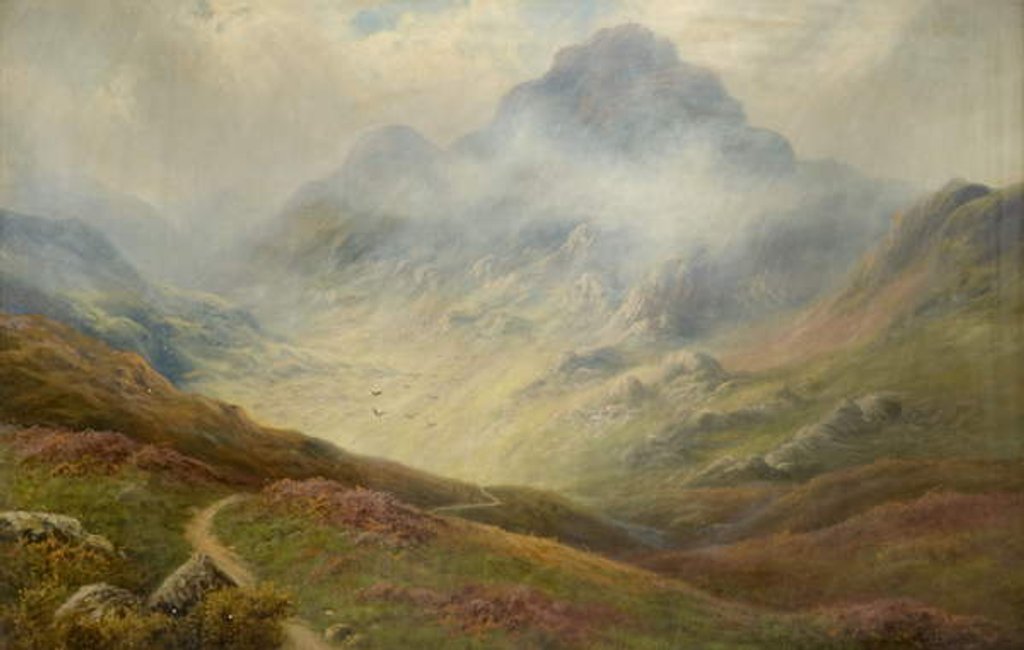 Detail of Mountain Scene by E. Hargate