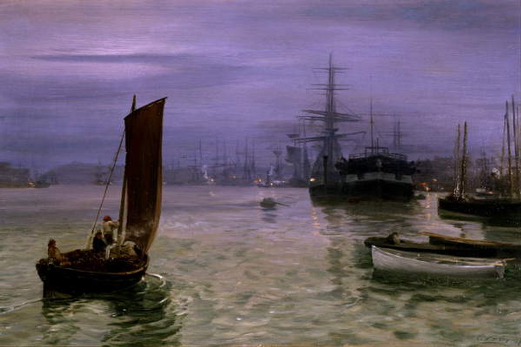 Detail of The Last Boat In by Charles Napier Hemy