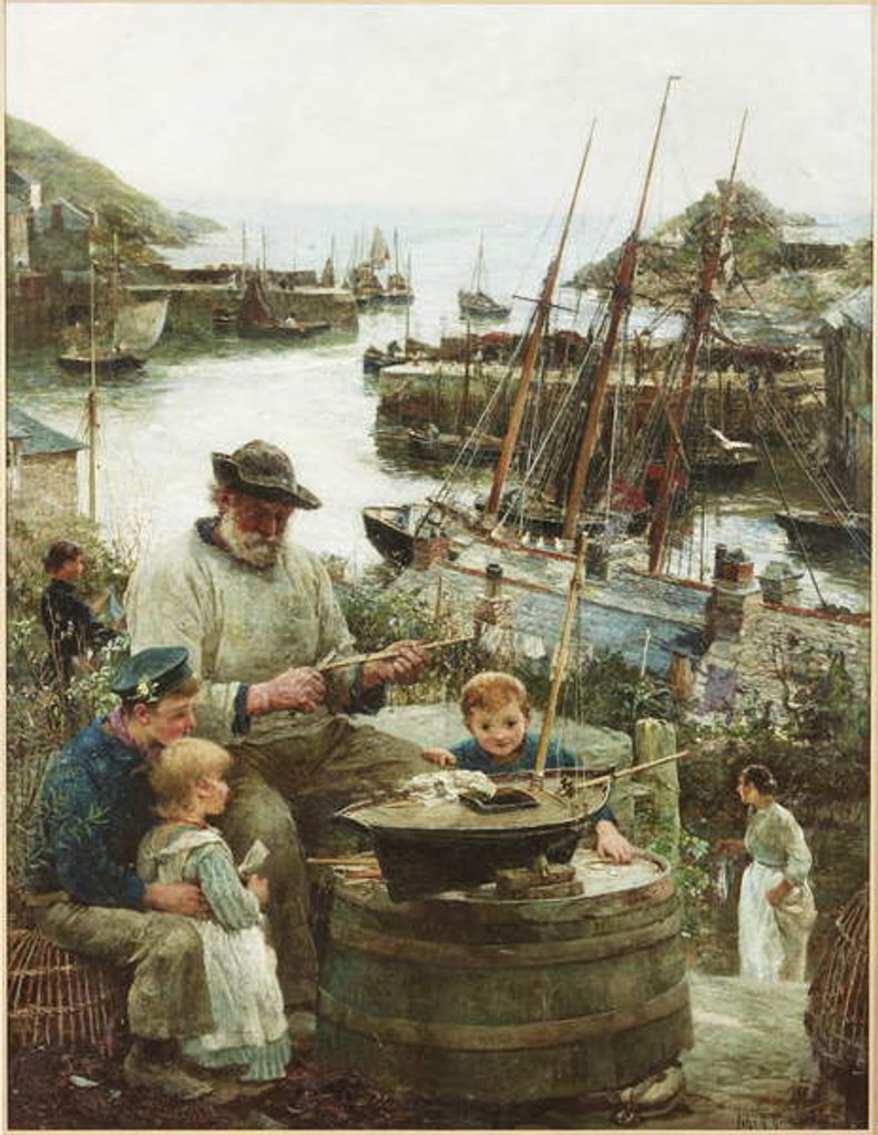Detail of Shipmodel Maker with Harbour, 1908 by John Robertson Reid