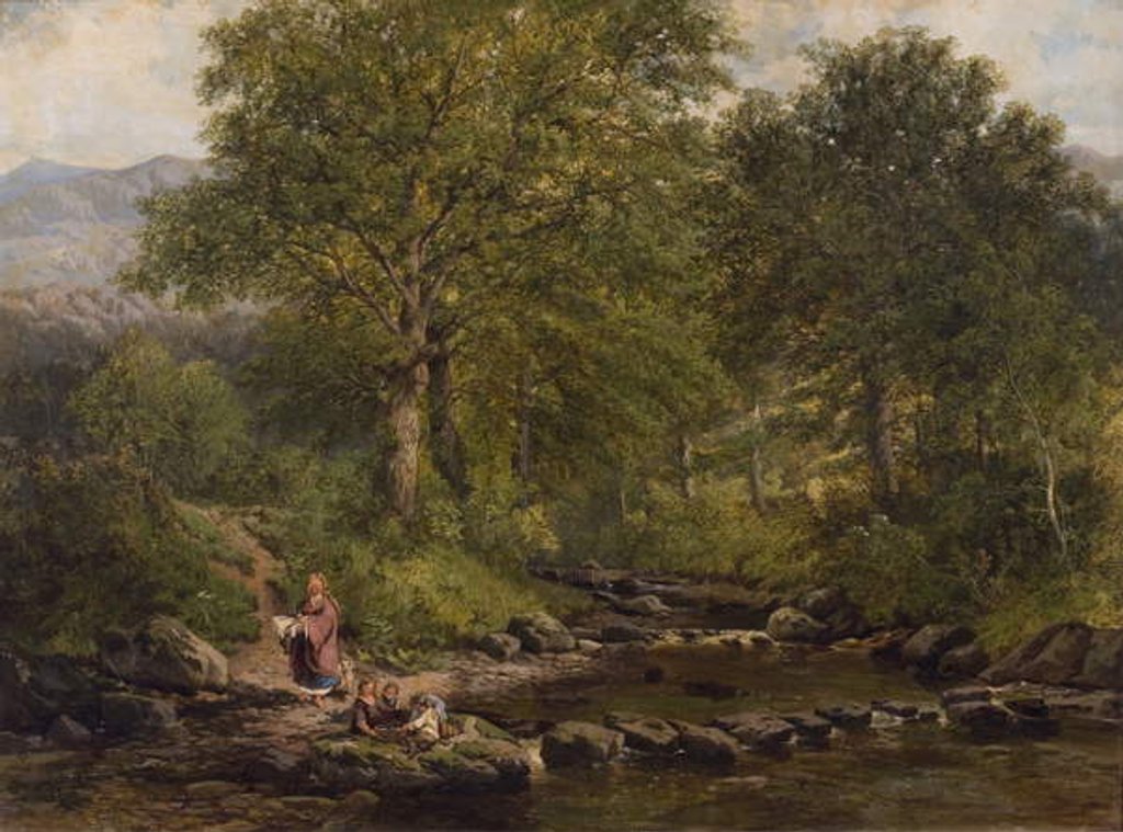 Detail of Stepping Stones on the River Rothay, under Loughrigg, 1857 by George Pettitt