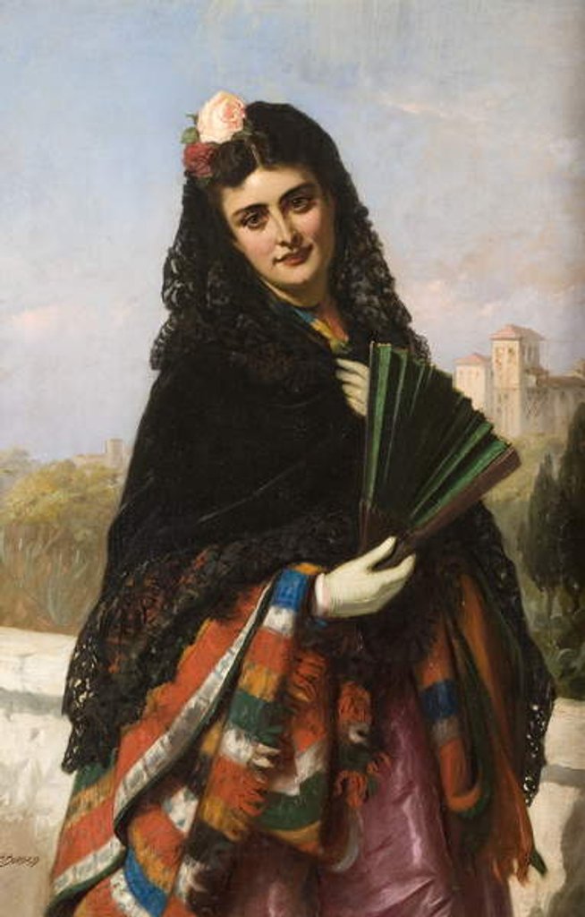 Detail of Spanish Lady with a Fan by John-Bagnold Burgess