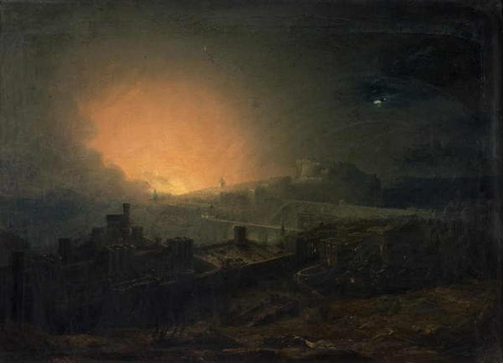 Detail of The Fire, Edinburgh by John Martin