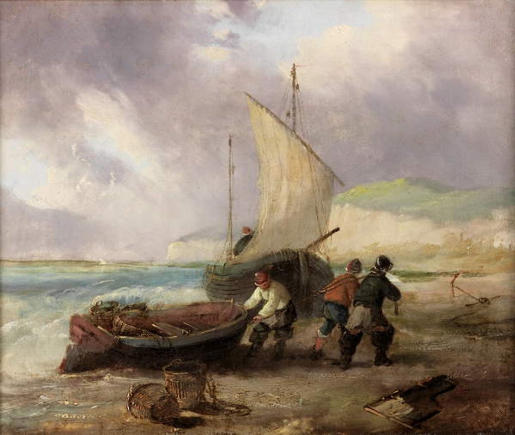 Detail of Coast Scene with Fishing Boats by George Balmer