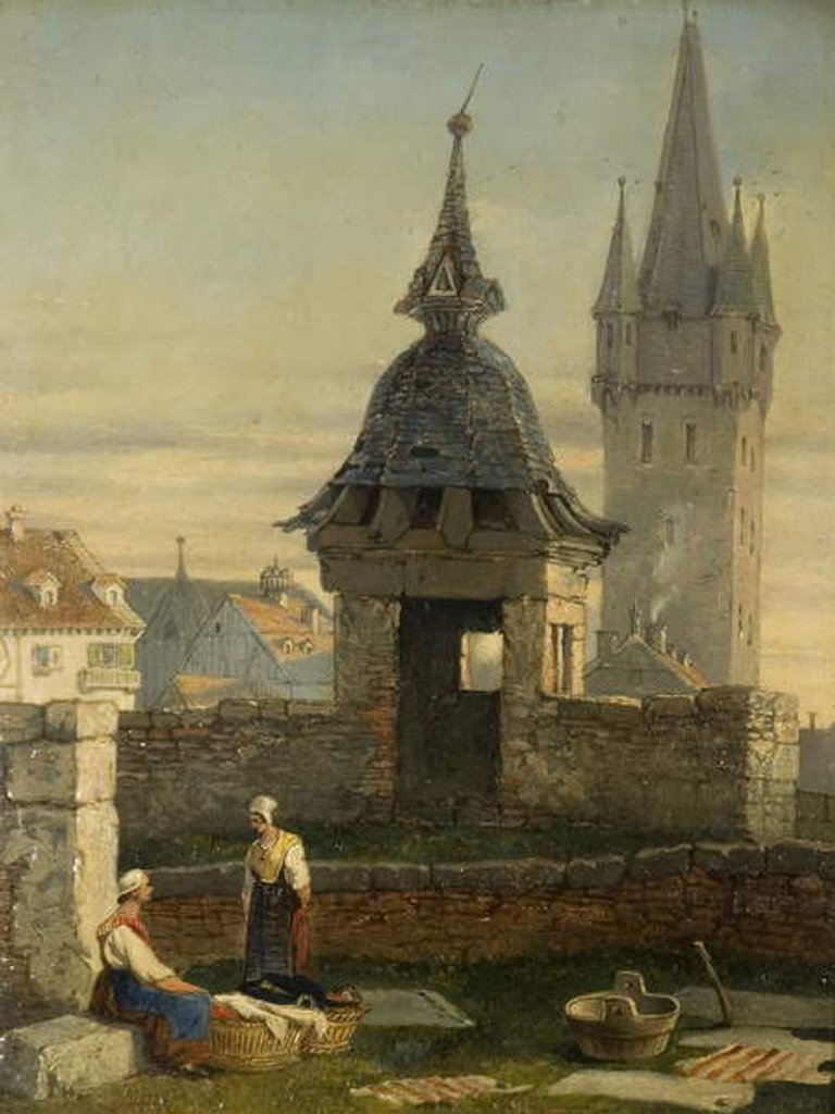 Detail of Washerwomen in a Garden by J. Mayer