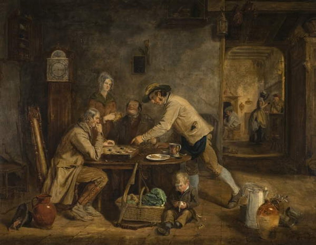 Detail of The Draught Players, 1844 by Claude Lorraine R.W Nursey