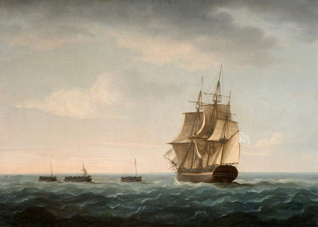 Detail of Rescue of the Guardian's Crew by a French Merchant Ship, 2nd January 1790 by Thomas Buttersworth