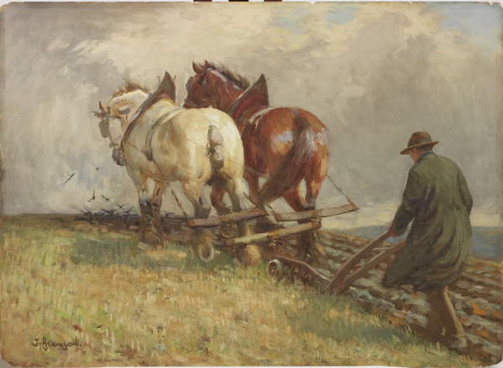 Detail of Ploughing, c.1900-19 by John Atkinson