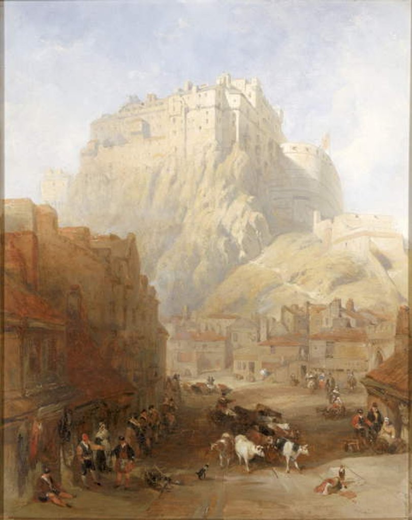Detail of Edinburgh Castle from the Grassmarket, 1837 by David Roberts
