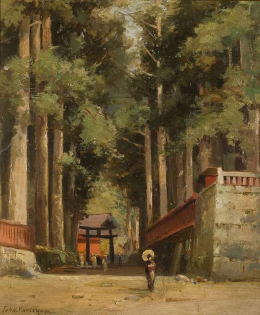 Detail of Avenue of Cryptomeria Leading to the Temple of Fiaharajinshu, Nikko, Japan, 1890 by John Jnr. Varley