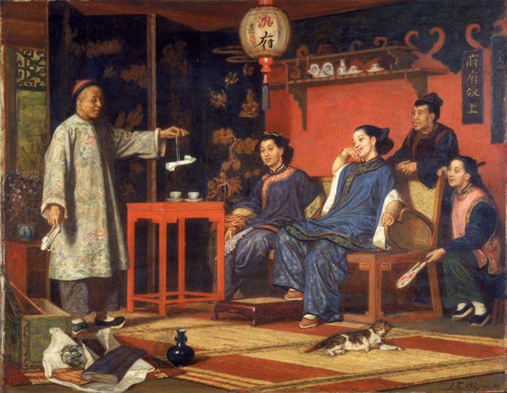 Detail of Chinese Ladies Looking at European Curiosities, 1868 by John Evan Hodgson