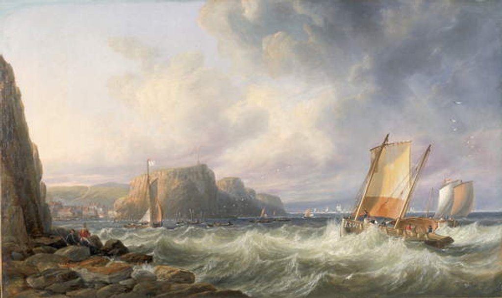 Detail of Off the Yorkshire Coast, Staithes, 1861 by John Wilson Carmichael