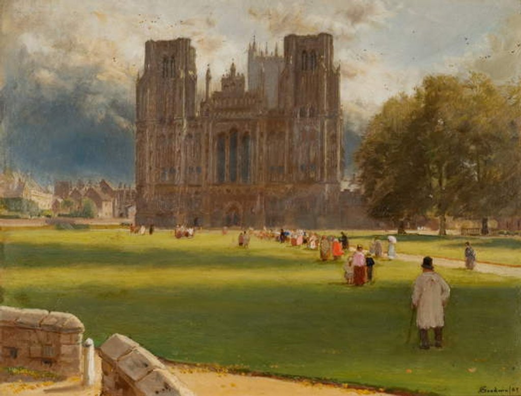 Detail of Wells Cathedral, 1889 by Albert Goodwin