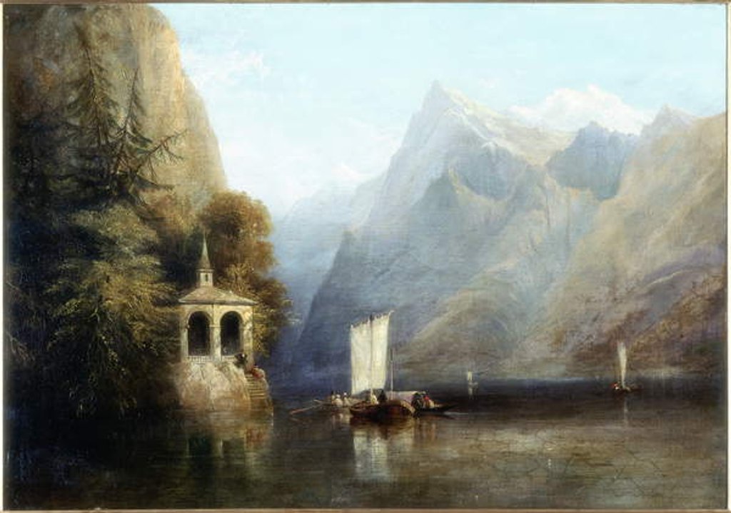 Detail of Lake Lucerne with William Tell's Chapel, 1844 by Thomas Miles Richardson