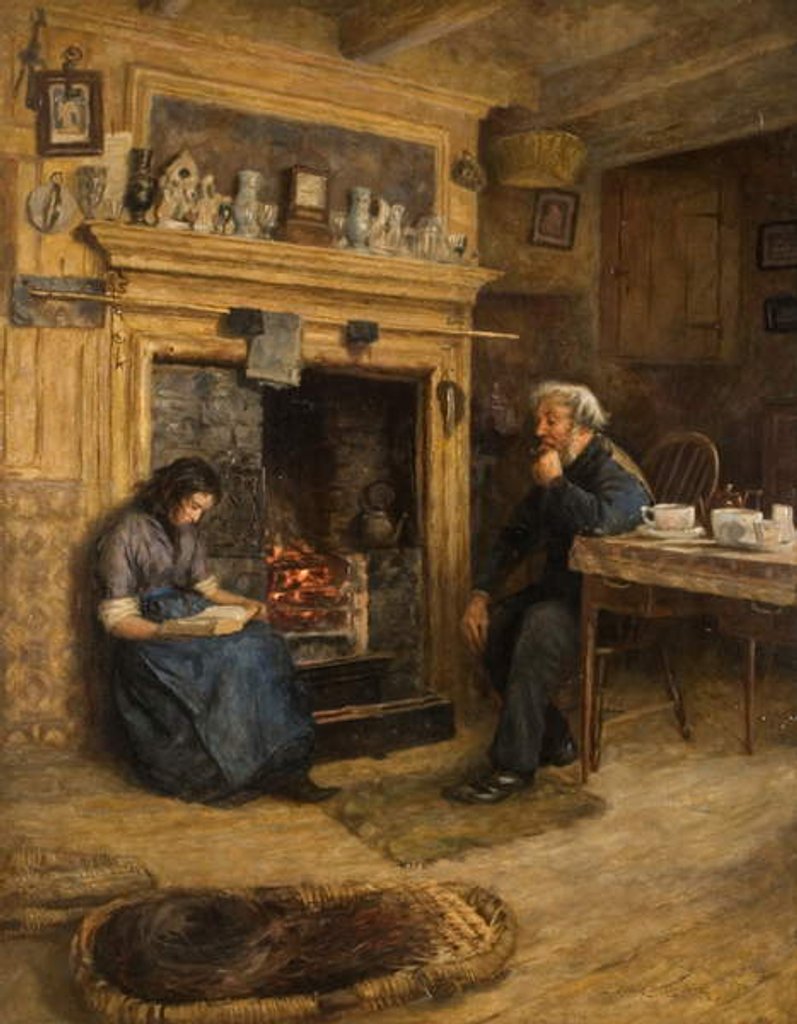 Detail of Interior, Woman Reading to Old Man, 1889 by Frank Stanley Ogilvie