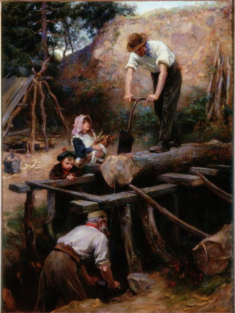 Detail of Woodsawyers, 1896 by Ralph Hedley