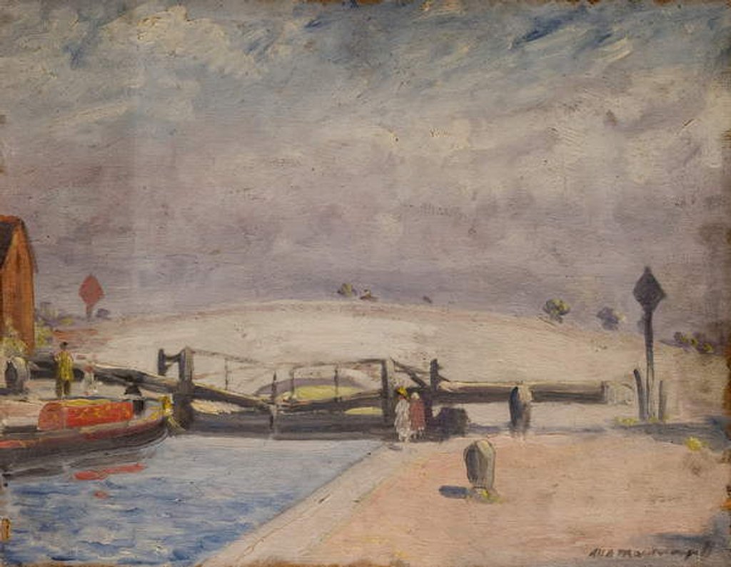Detail of Canal Scene, Welton Lock and Lodge, 1927 by William Brown MacDougall