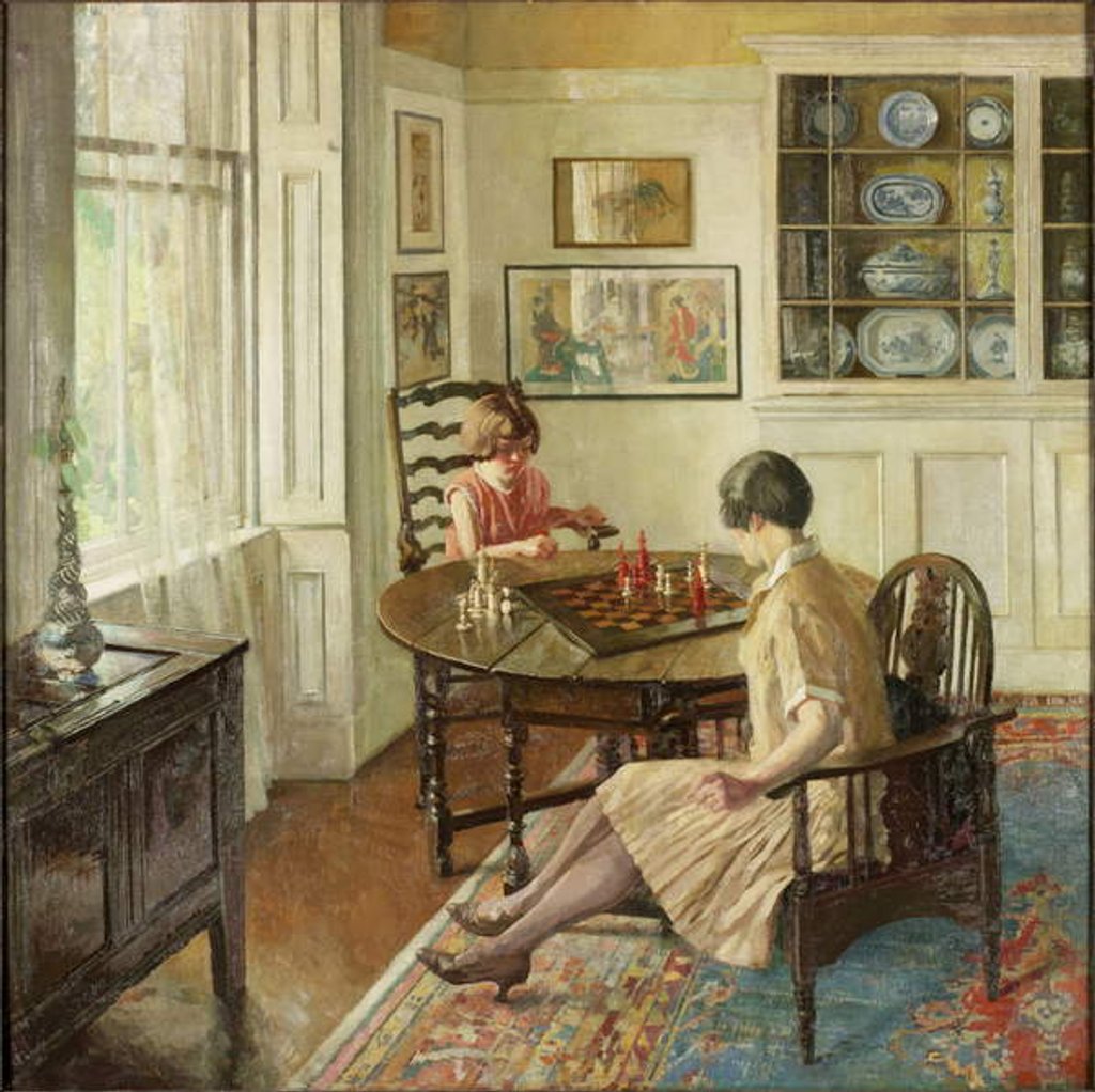 Detail of A Lesson in Chess, 1931-c.1933 by Allan Douglass Mainds