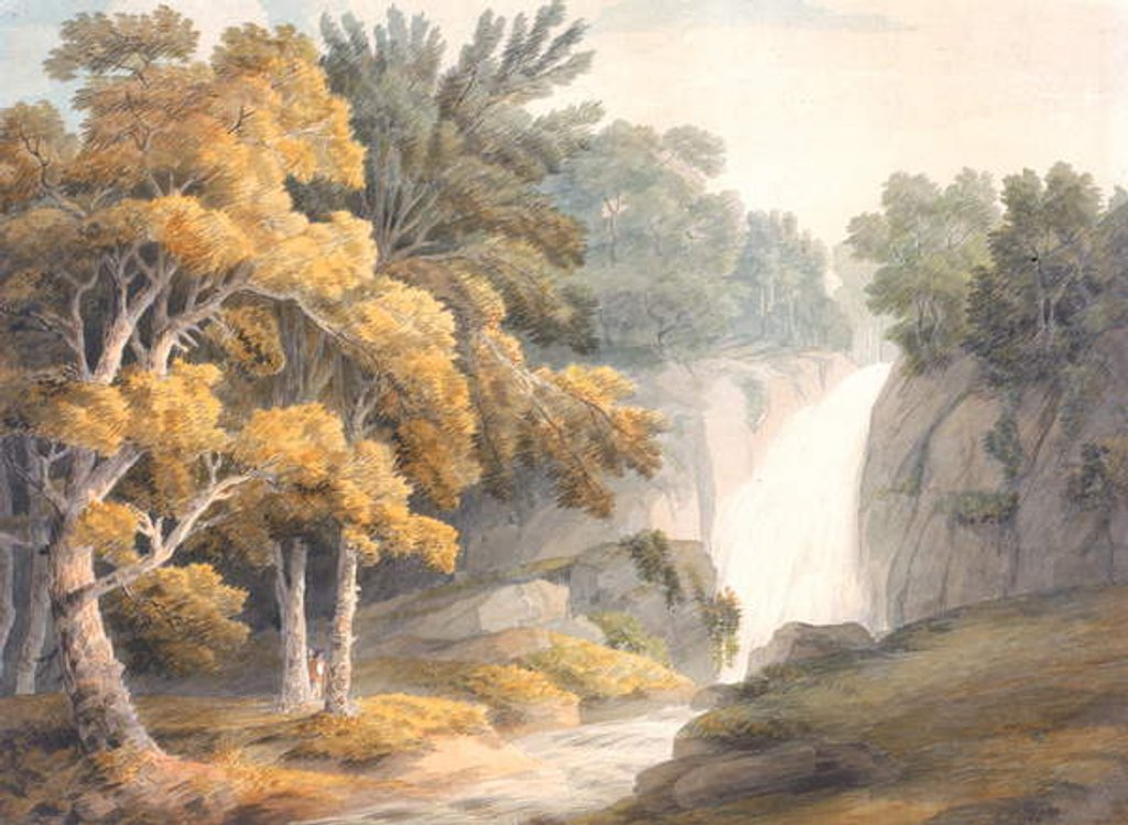 Detail of Landscape with Waterfall by Francis Towne